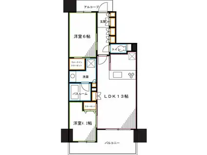 レジデンシャル東中野(2LDK/10階)の間取り写真
