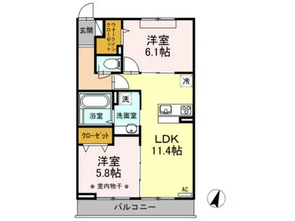 カーサドマーニ(2LDK/2階)の間取り写真