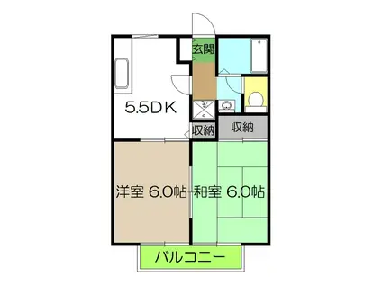 津ノ宮ガーデンB棟(2DK/2階)の間取り写真