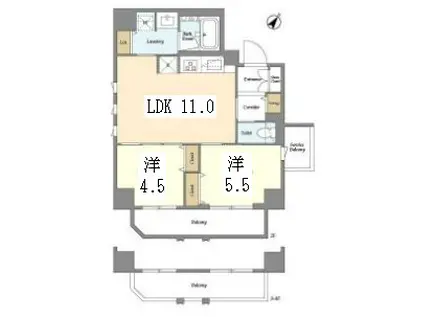 RETERRACE三ノ輪ウエスト(2LDK/2階)の間取り写真