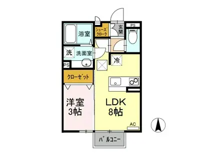 ALICE GARDEN NAKAJIMA(1LDK/1階)の間取り写真