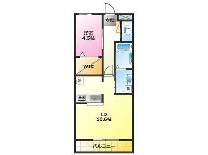 RIESLING Sリースリングス(1LDK/1階)の間取り写真