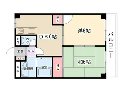 カーサリンド(2DK/1階)の間取り写真