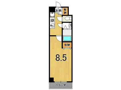 ルピナスKOGOME(1K/7階)の間取り写真