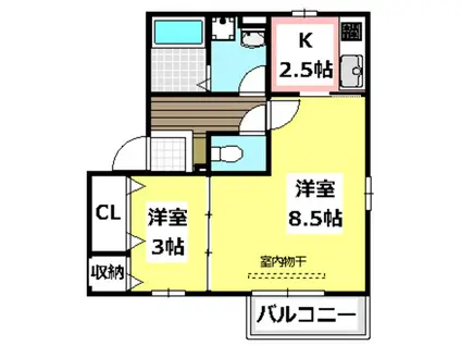 リンデンバウムD棟(2K/2階)の間取り写真