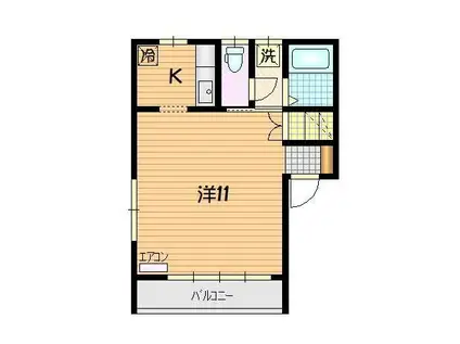 コーポ城山(1K/2階)の間取り写真