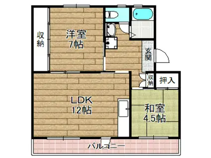 富田第二71号棟(2LDK/5階)の間取り写真
