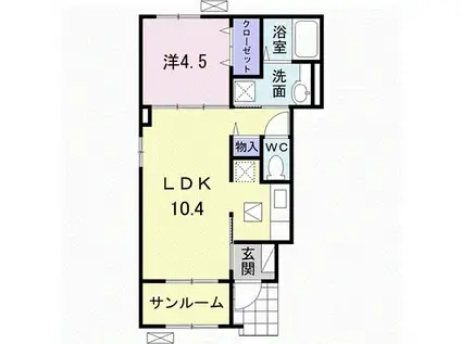 パレ・ロザージュIV(1LDK/1階)の間取り写真