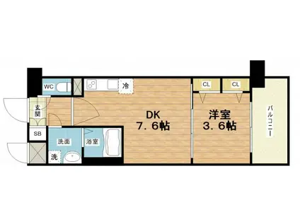 ファステート大阪ベースシティ(1DK/2階)の間取り写真