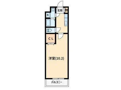 パーシモンアビデ(1K/3階)の間取り写真