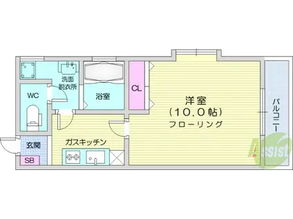 桑折レジデンス(1K/2階)の間取り写真