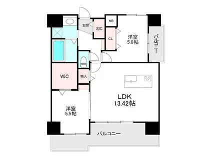 プレジデンス ざ・荒江(2LDK/3階)の間取り写真
