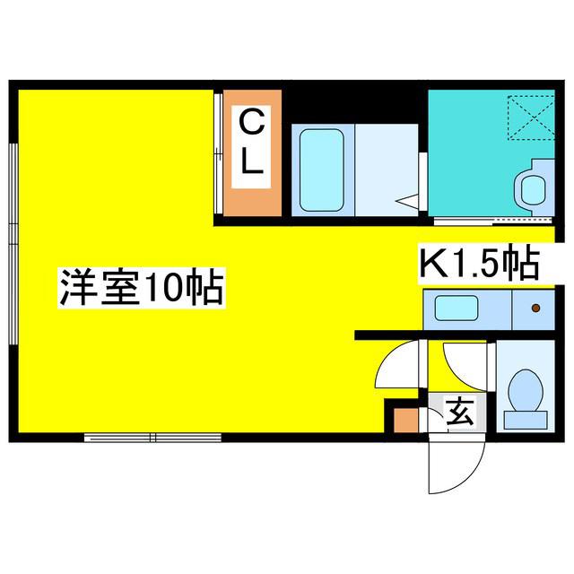 カーサ国際大前(1K/3階)の間取り写真