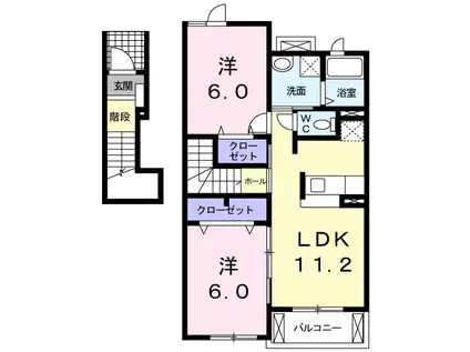 バンバハウス(2LDK/2階)の間取り写真