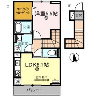 グランディール網干(1LDK/2階)の間取り写真