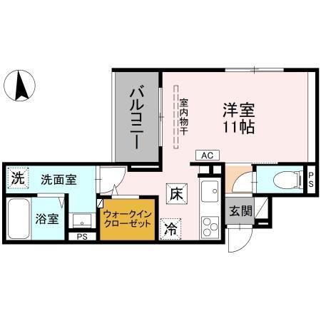 フローリッシュ(ワンルーム/1階)の間取り写真