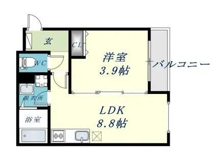 ディーポルタプルトー(1LDK/2階)の間取り写真