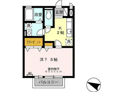 ラ・メーグII(1K/2階)の間取り写真