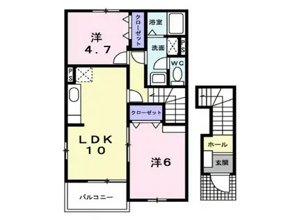 カーサフィオーレA(2LDK/2階)の間取り写真