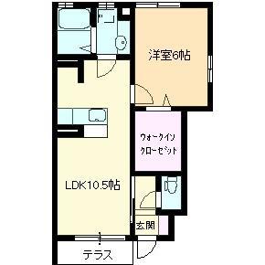 エクリュ(1LDK/1階)の間取り写真