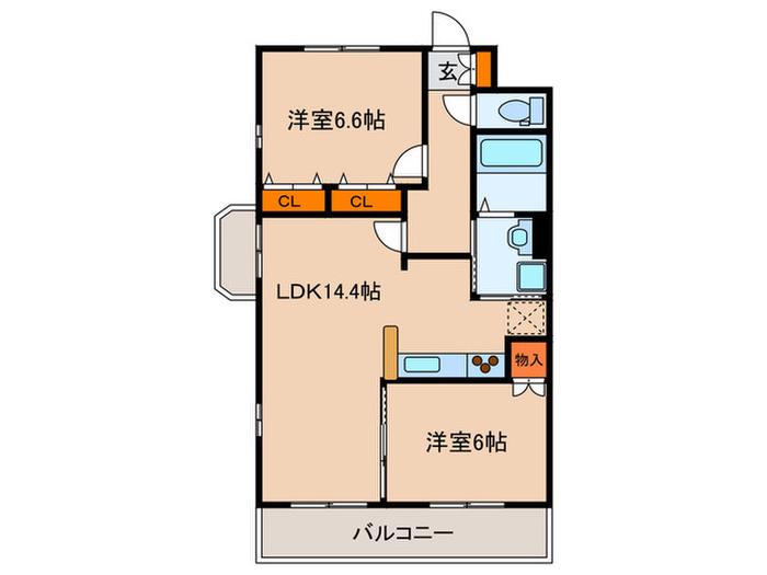 リュイール桃山台(2LDK/2階)の間取り写真