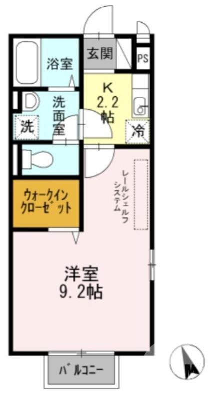 メゾンドールKASA(1K/2階)の間取り写真