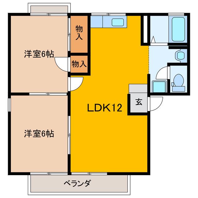 セジュール千代田(2LDK/2階)の間取り写真