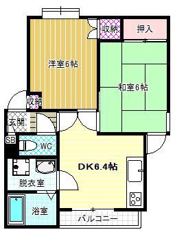 クライムハウス(2DK/4階)の間取り写真