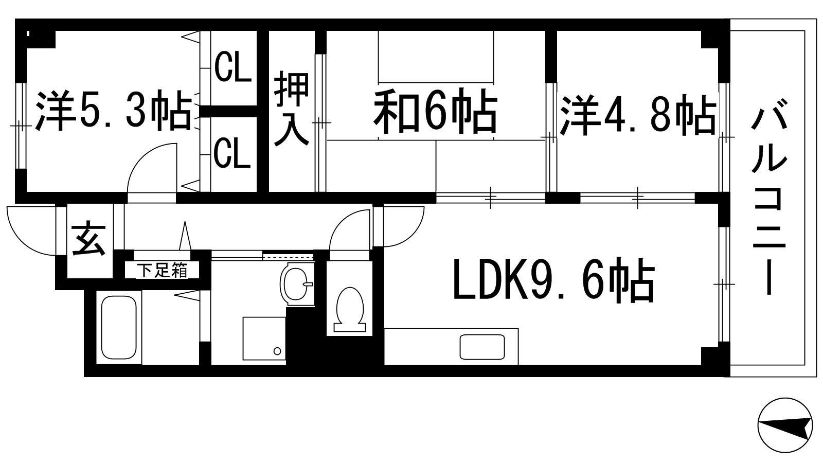 リベール石澄(3LDK/3階)の間取り写真