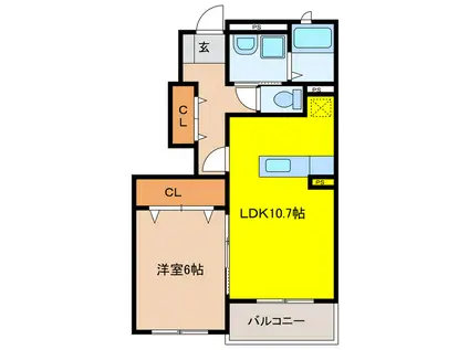 養老鉄道養老線 広神戸駅 徒歩7分 2階建 築19年(1LDK/1階)の間取り写真