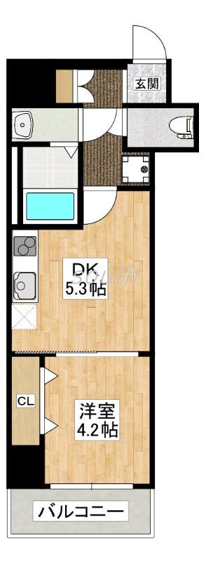 GARDENIA高井田(1DK/8階)の間取り写真