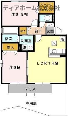 ヒールクリークMイースト(2SLDK/2階)の間取り写真