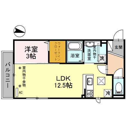 パルコスカーラ(1LDK/1階)の間取り写真