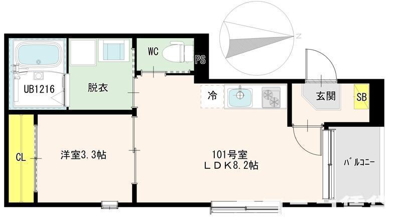 パサージュ・ソラ小岩(1LDK/1階)の間取り写真