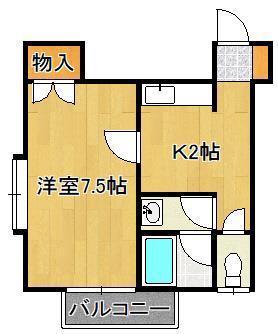 アリーバ小倉(1K/2階)の間取り写真
