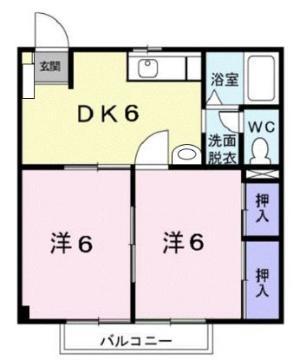 ヌ-ベル ケイA(2DK/1階)の間取り写真