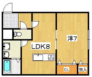 アクアムーン(1LDK/1階)の間取り写真