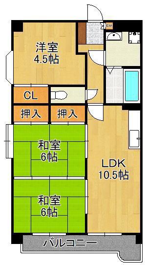 クレベール鷹の巣(3LDK/3階)の間取り写真