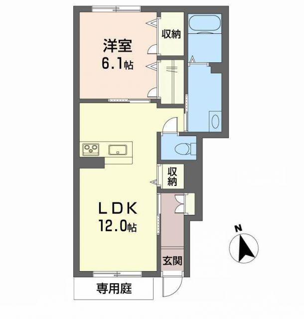 アリビオ・K(1LDK/1階)の間取り写真