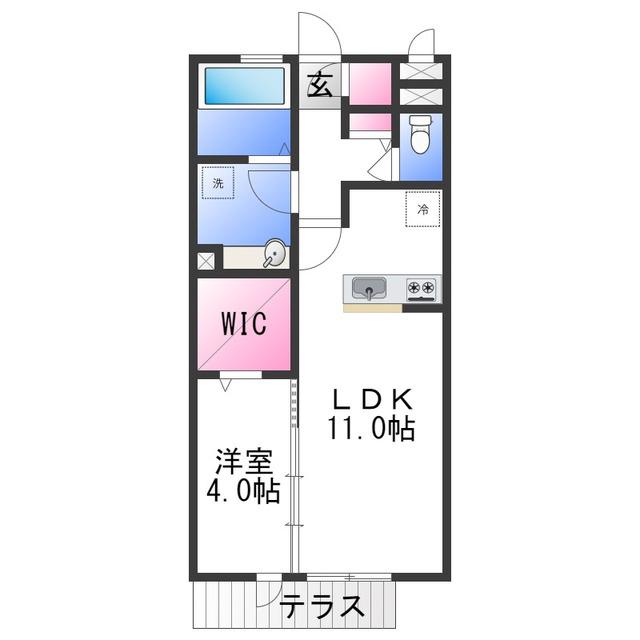 グランディール松原(1LDK/1階)の間取り写真