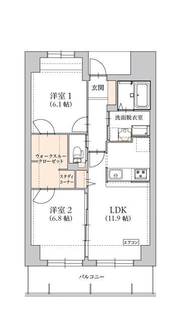 グラン トガリーゼ(2LDK/1階)の間取り写真
