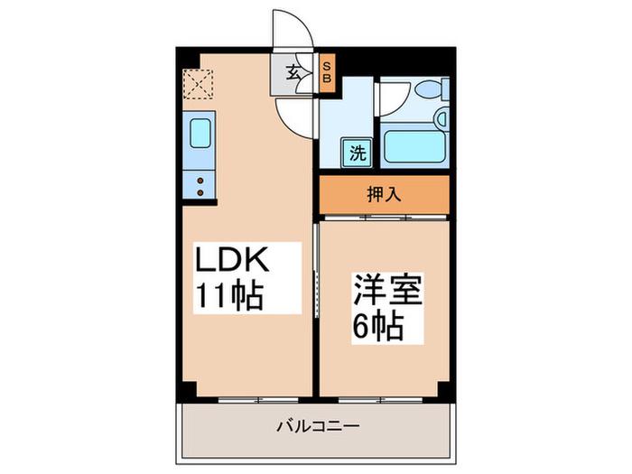 メゾンパーク大森(1LDK/3階)の間取り写真