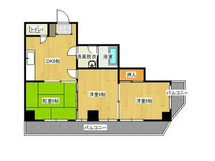 ベルマンション鈴力(3DK/2階)の間取り写真