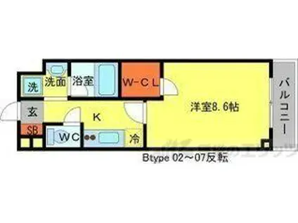 プリマベーラA棟(1K/5階)の間取り写真