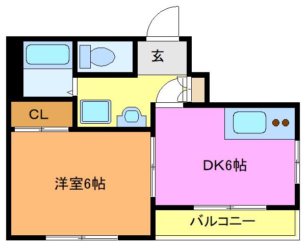 ジュネスラヤマ(1DK/3階)の間取り写真