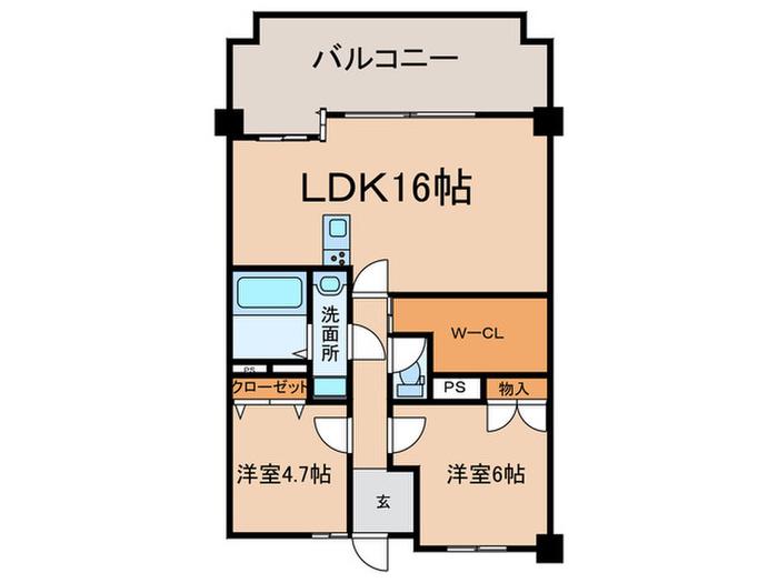 サザンパークB棟(2LDK/14階)の間取り写真