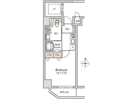 リテラス本所吾妻橋(1K/4階)の間取り写真