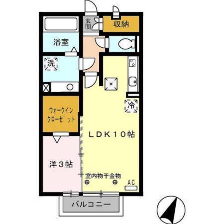ドミール和合(1LDK/1階)の間取り写真