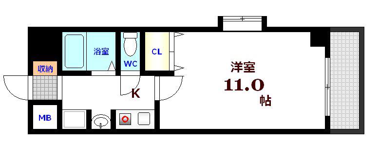 十日市森野ビル(1K/3階)の間取り写真