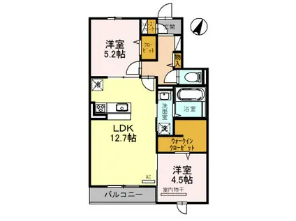 グランジュネス(2LDK/3階)の間取り写真